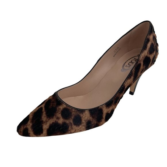 Tod's Calf Hair Leopard Print Pump Heel, Size 35.5 (US 5.5) NWOB - Picture 1 of 6